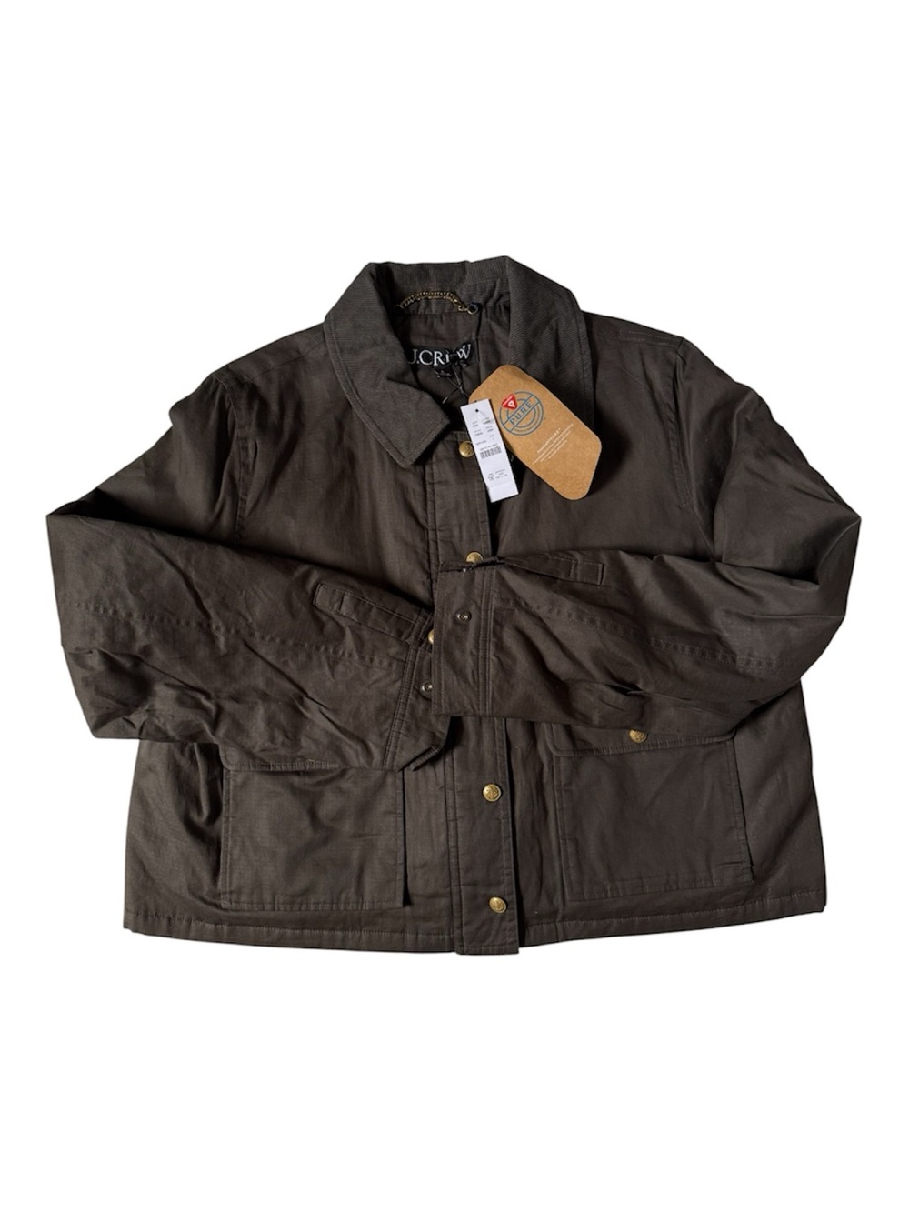 J.Crew Cropped Barn Jacket Mossy Brown Large NWT - Picture 4 of 12